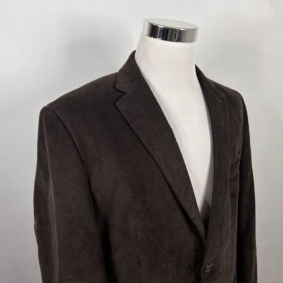 Chaps 44R Corduroy Sport Coat 100% Cotton Brown Two Button Paisley Lined Vented - Picture 1 of 8